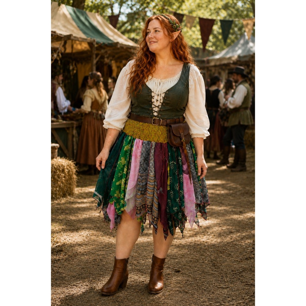 Bohemian Butterfly Sisterhood Silk Patchwork Fairycore Skirt SEE MEASUREMENTS